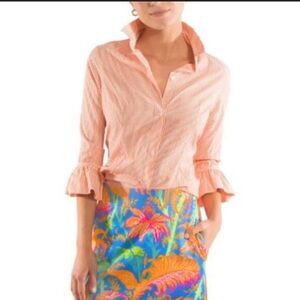 Gretchen Scott Designs Orange Striped Button Down Shirt